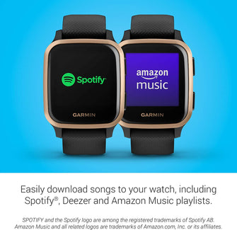 Buy Garmin,Garmin Venu Sq Music Amazon Exclusive GPS Smartwatch with All-day Health Monitoring and Fitness Features, Built-in Sports Apps and More, Black with Rose Gold Bezel - Gadcet.com | UK | London | Scotland | Wales| Ireland | Near Me | Cheap | Pay In 3 | Watches