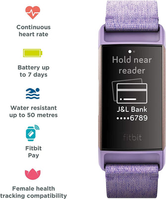 Buy Fitbit,Fitbit Charge 3 NFC Special Edition Advanced Fitness Tracker with Heart Rate, Swim Tracking & 7 Day Battery - Rose-Gold/Lavender, One Size - Gadcet.com | UK | London | Scotland | Wales| Ireland | Near Me | Cheap | Pay In 3 | Watches