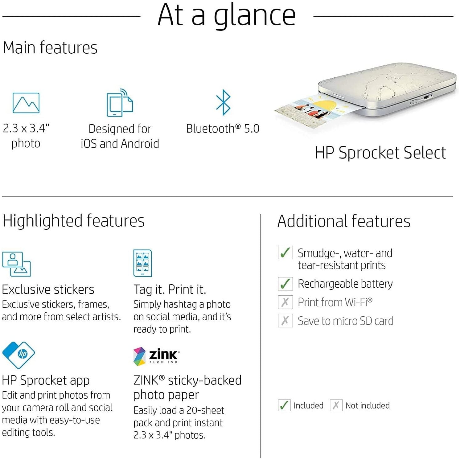 HP Sprocket Select Portable Instant Photo Printer for Android and iOS devices - Gadcet.com