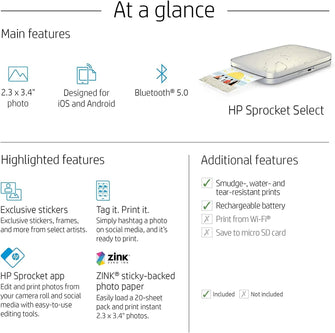 HP Sprocket Select Portable Instant Photo Printer for Android and iOS devices - Gadcet.com