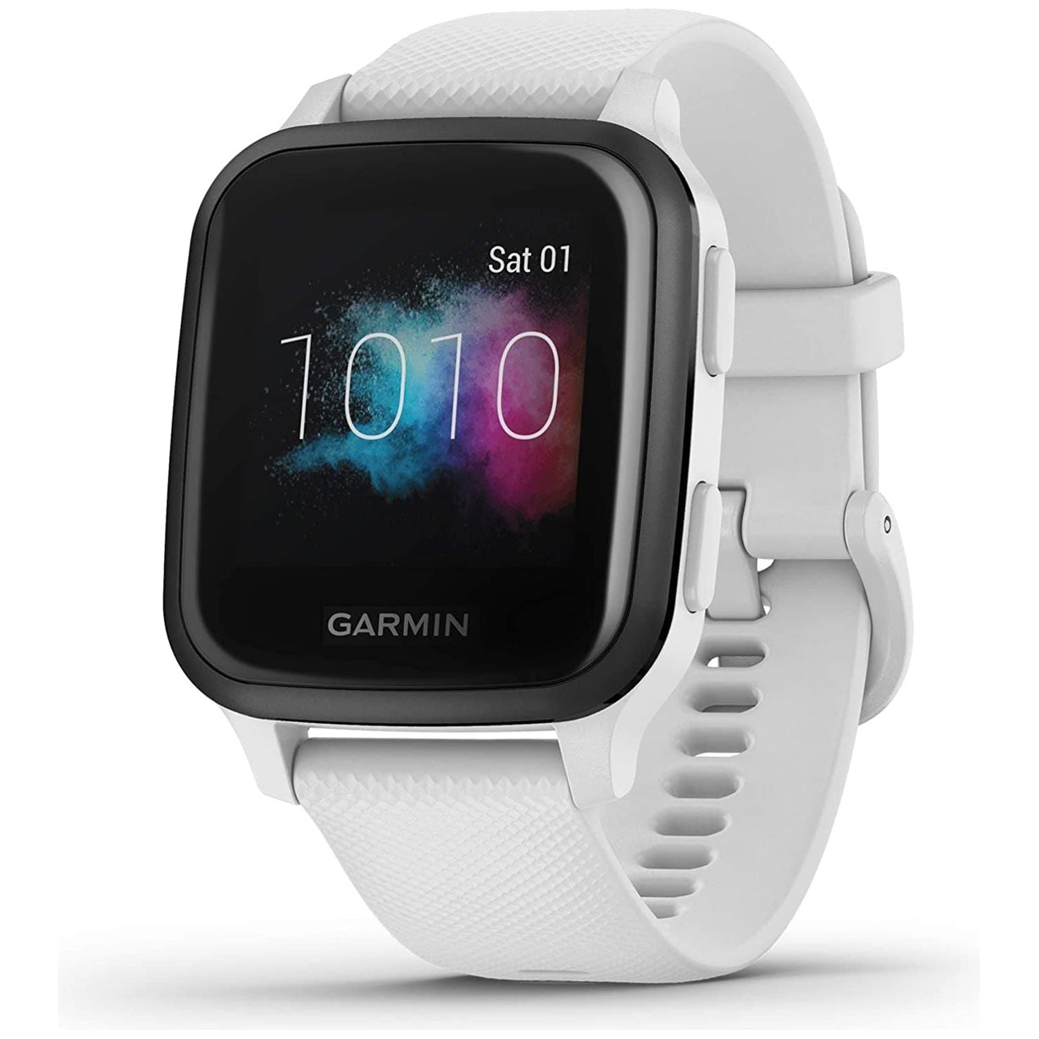 Buy Garmin,Garmin Venu Sq Music Amazon Exclusive GPS Smartwatch with All-day Health Monitoring and Fitness Features, Built-in Sports Apps and More, White with Slate Bezel - Gadcet.com | UK | London | Scotland | Wales| Ireland | Near Me | Cheap | Pay In 3 | Watches