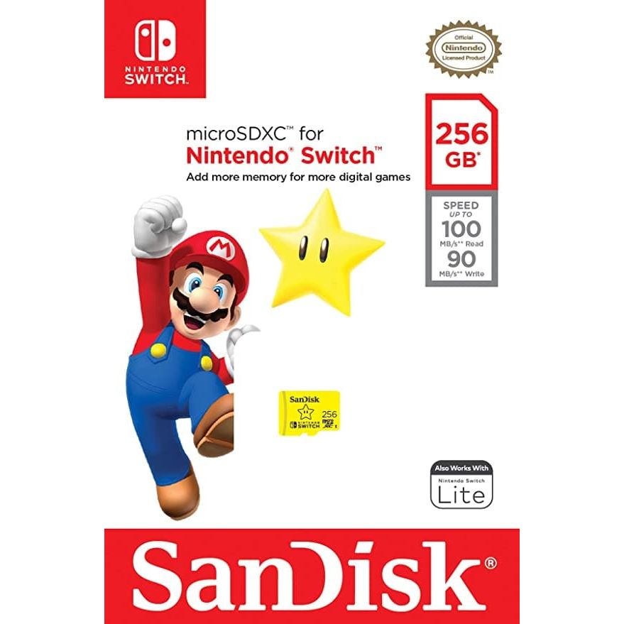 SanDisk 256GB microSDXC Card for Nintendo  Switch Licensed Product, 100 MB/s UHS-I Class 10 U3 Yellow - Gadcet.com