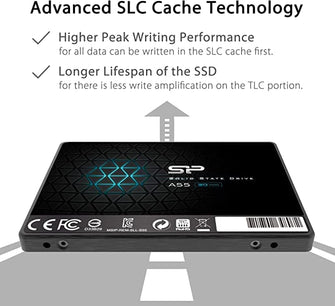Silicon Power-512GB SSD 3D NAND A55 SLC Cache Performance Boost SATA III 2.5" 7mm (0.28") Internal Solid State Drive