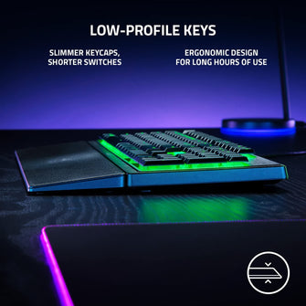 Razer,Razer Ornata V3 X - Low-profile membrane Keyboard Chroma RGB (Hybrid Membrane Switch, Ergonomic Wrist Rest) UK Layout | Black - Gadcet.com