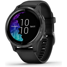 Garmin,Garmin Venu Slate Stainless Steel Bezel with Black Case and Silicone Band - Gadcet.com