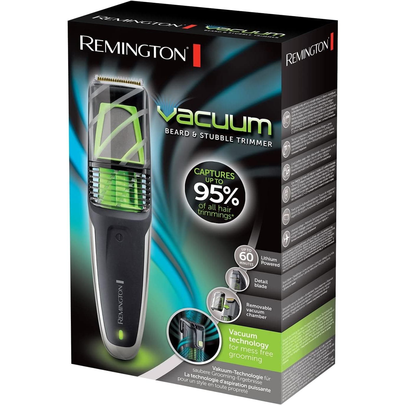 Remington Mens Beard and Stubble Trimmer with Vacuum Chamber to Catch Trimmed Hair - MB6850 - 8