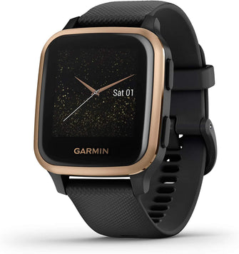 Buy Garmin,Garmin Venu Sq Music Amazon Exclusive GPS Smartwatch with All-day Health Monitoring and Fitness Features, Built-in Sports Apps and More, Black with Rose Gold Bezel - Gadcet.com | UK | London | Scotland | Wales| Ireland | Near Me | Cheap | Pay In 3 | Watches
