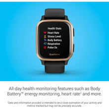 Buy Garmin,Garmin Venu Sq Music Amazon Exclusive GPS Smartwatch with All-day Health Monitoring and Fitness Features, Built-in Sports Apps and More, Black with Rose Gold Bezel - Gadcet.com | UK | London | Scotland | Wales| Ireland | Near Me | Cheap | Pay In 3 | Watches
