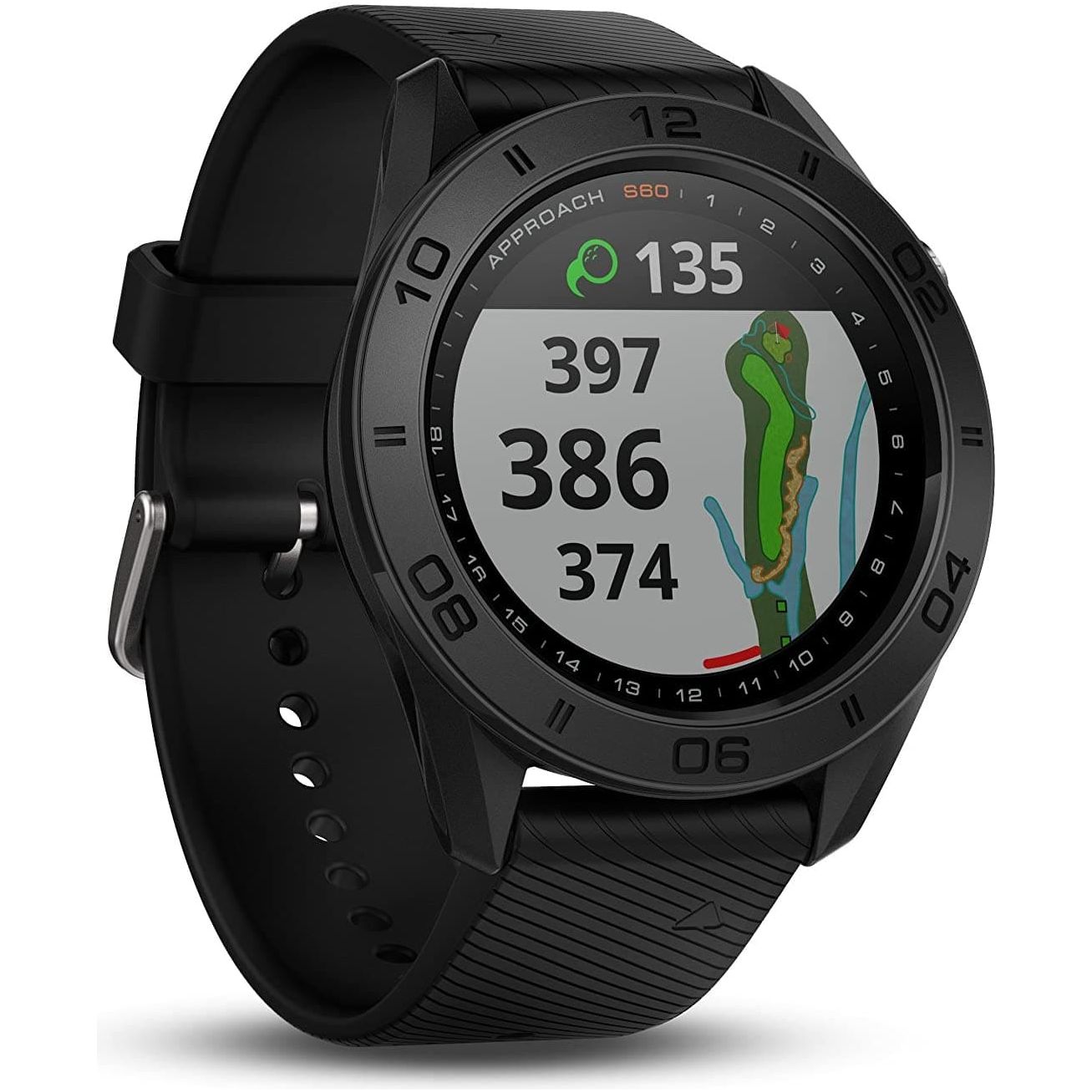 Garmin Approach S60, Premium GPS Golf Watch with Touchscreen Display and Full Color CourseView Mapping, Black w/Silicone Band - Gadcet.com