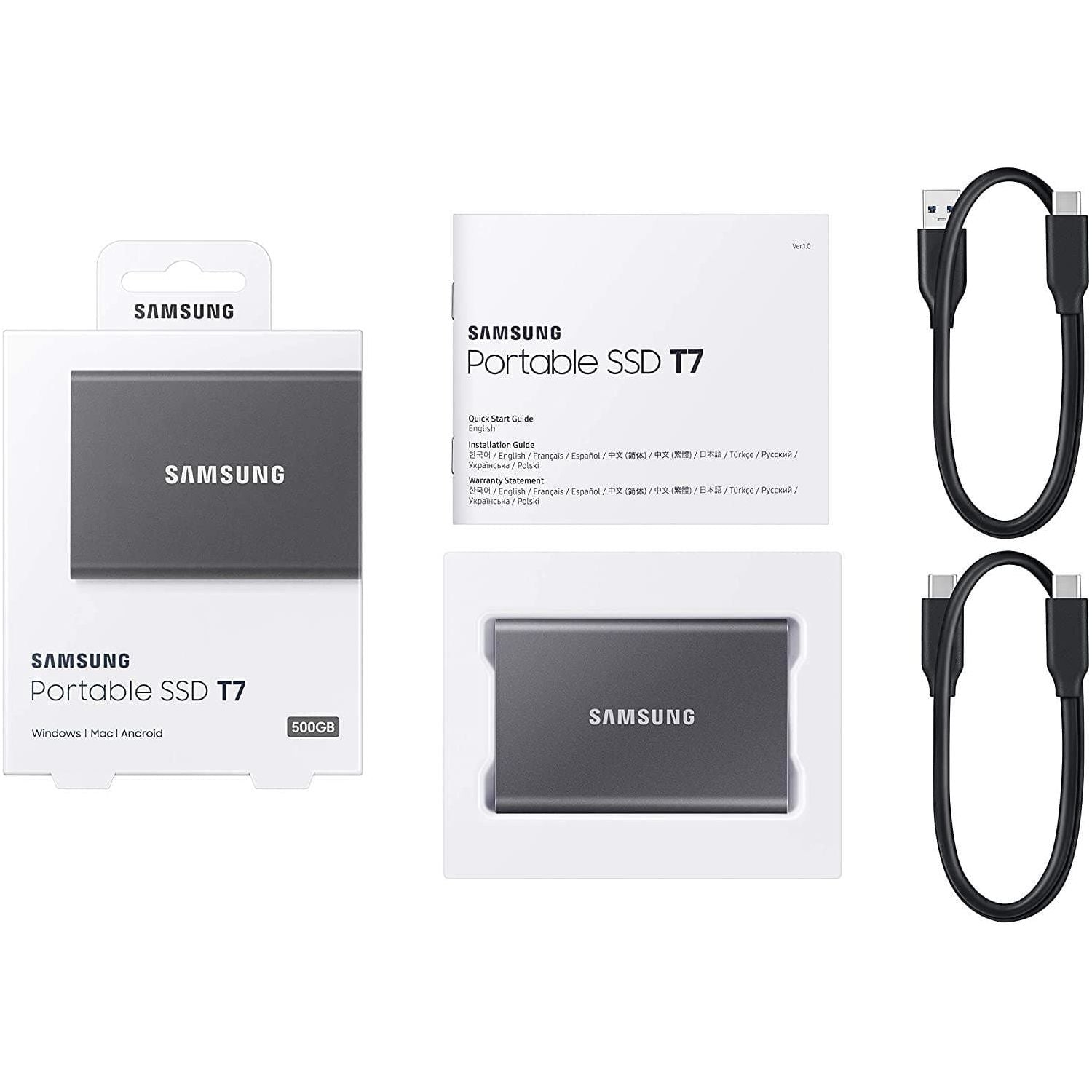 Buy Samsung,Samsung T7 500GB Portable SSD Hard Drive Titanium Grey - Gadcet.com | UK | London | Scotland | Wales| Ireland | Near Me | Cheap | Pay In 3 | Hard Drives
