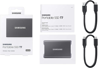 Buy Samsung,Samsung T7 500GB Portable SSD Hard Drive Titanium Grey - Gadcet.com | UK | London | Scotland | Wales| Ireland | Near Me | Cheap | Pay In 3 | Hard Drives