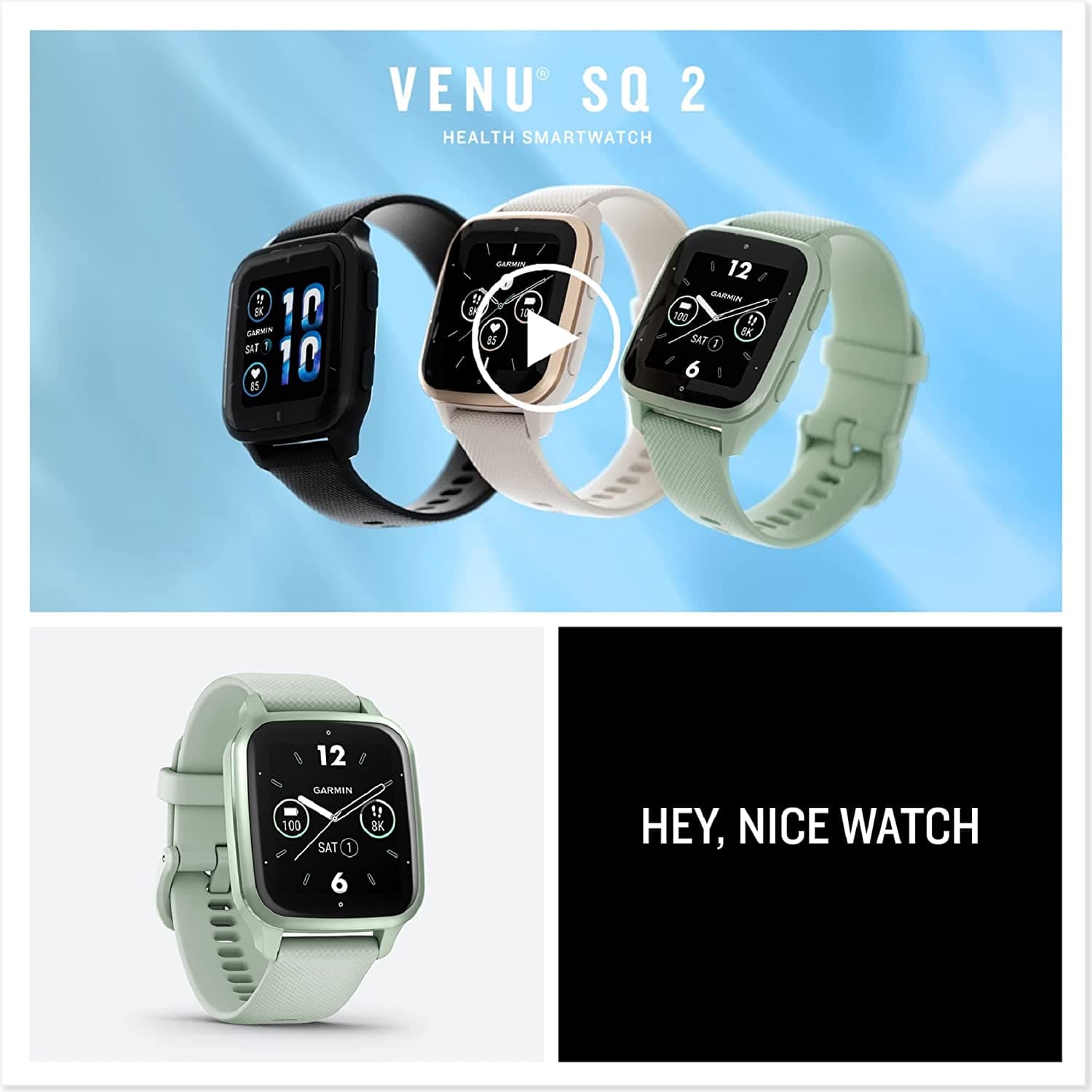 Garmin,Garmin Venu Sq 2 Music Edition Smart Watch - Black/ Slate - Gadcet.com