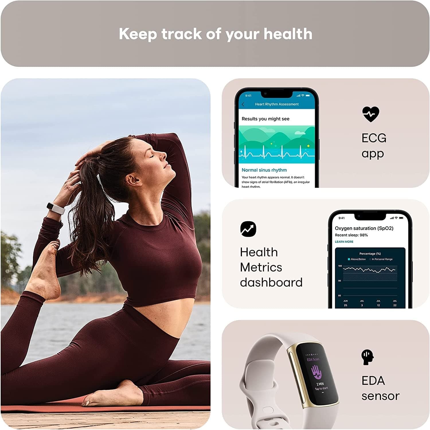 Fitbit Charge 5 Fitness Tracker - Gold / White - Gadcet.com