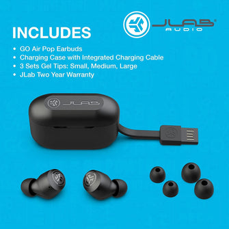 Buy JLab,JLab GO Air Pop In-Ear True Wireless Earbuds - Black - Gadcet.com | UK | London | Scotland | Wales| Ireland | Near Me | Cheap | Pay In 3 | earphone