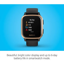 Buy Garmin,Garmin Venu Sq Music Amazon Exclusive GPS Smartwatch with All-day Health Monitoring and Fitness Features, Built-in Sports Apps and More, Black with Rose Gold Bezel - Gadcet.com | UK | London | Scotland | Wales| Ireland | Near Me | Cheap | Pay In 3 | Watches