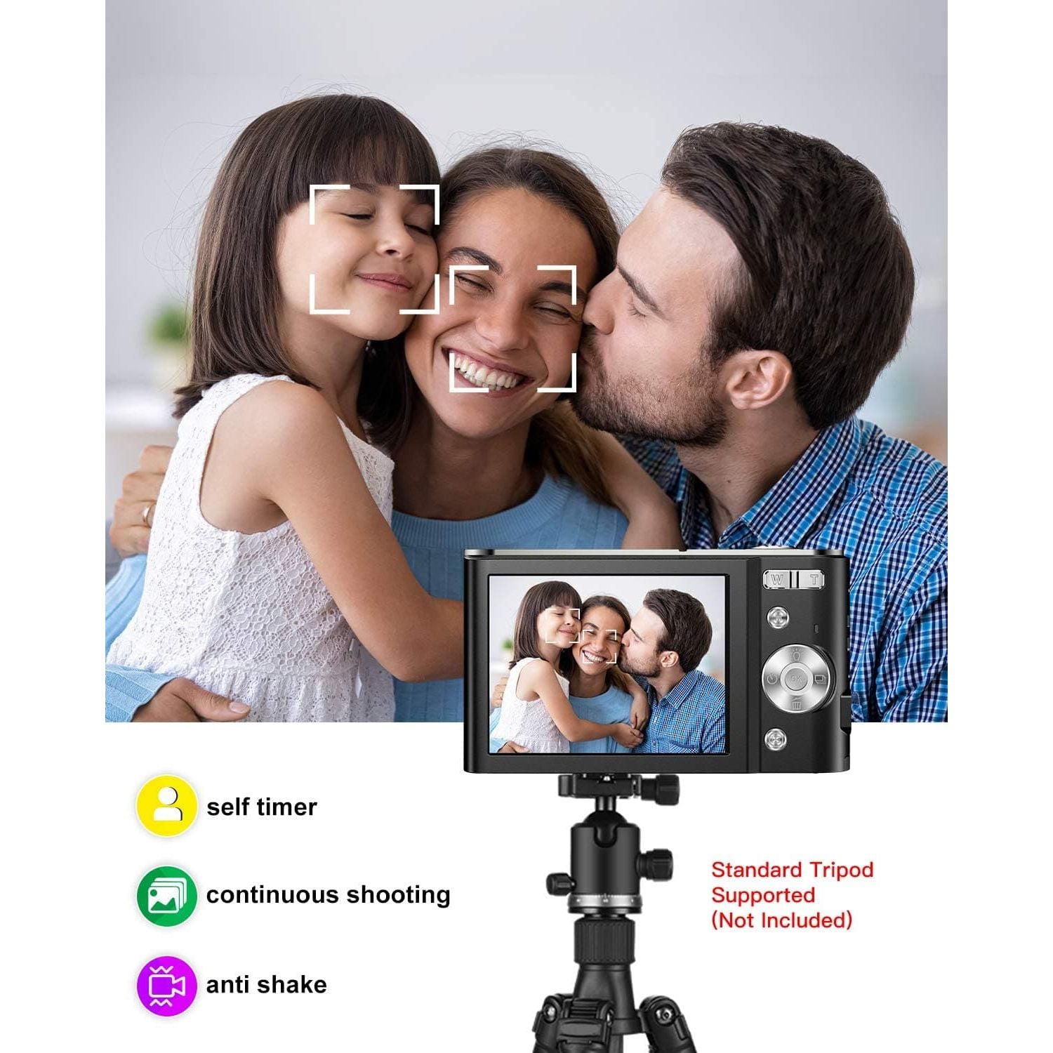 Digital Camera 2.7K Ultra HD Mini Video Camera 44MP 2.8 Inch LCD Rechargeable Students Compact Camera Pocket Camera with 16X Digital Zoom Youtube Vlogging Camera for Kids,Adult,Beginners