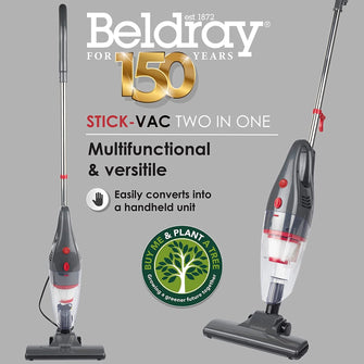 Gadcet.com,Beldray BEL0770N-GRY 2-in-1 Multifunctional Stick & Handheld Vacuum Cleaner, Lightweight Vac, Multi-Surface Upright Vac, Bagless, HEPA Filter, 1 L Dust Tank, 600 W, Crevice/Brush Tool, Grey - Gadcet.com