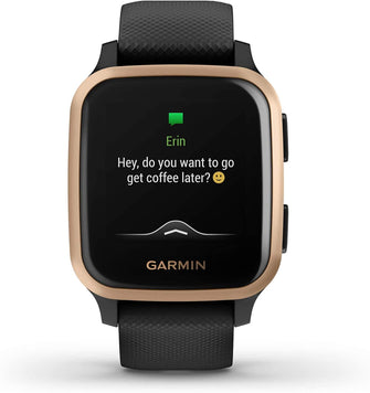 Buy Garmin,Garmin Venu Sq Music Amazon Exclusive GPS Smartwatch with All-day Health Monitoring and Fitness Features, Built-in Sports Apps and More, Black with Rose Gold Bezel - Gadcet.com | UK | London | Scotland | Wales| Ireland | Near Me | Cheap | Pay In 3 | Watches