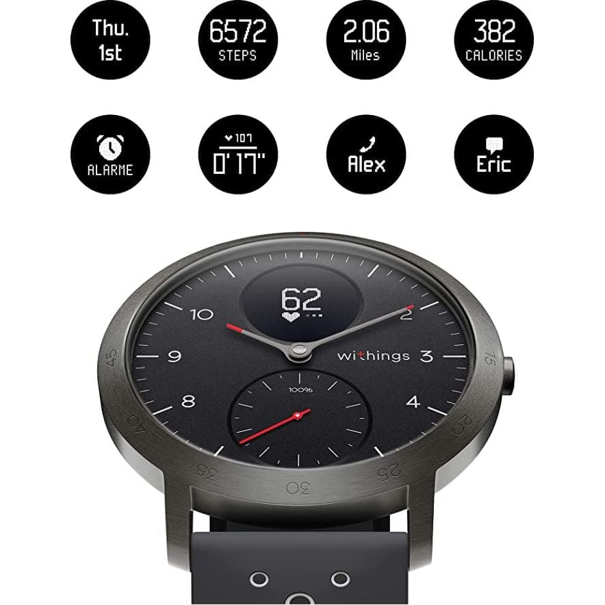 Withings 40mm Sport Smartwatch - HWA03b - Black sport all inter