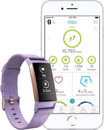 Buy Fitbit,Fitbit Charge 3 NFC Special Edition Advanced Fitness Tracker with Heart Rate, Swim Tracking & 7 Day Battery - Rose-Gold/Lavender, One Size - Gadcet.com | UK | London | Scotland | Wales| Ireland | Near Me | Cheap | Pay In 3 | Watches