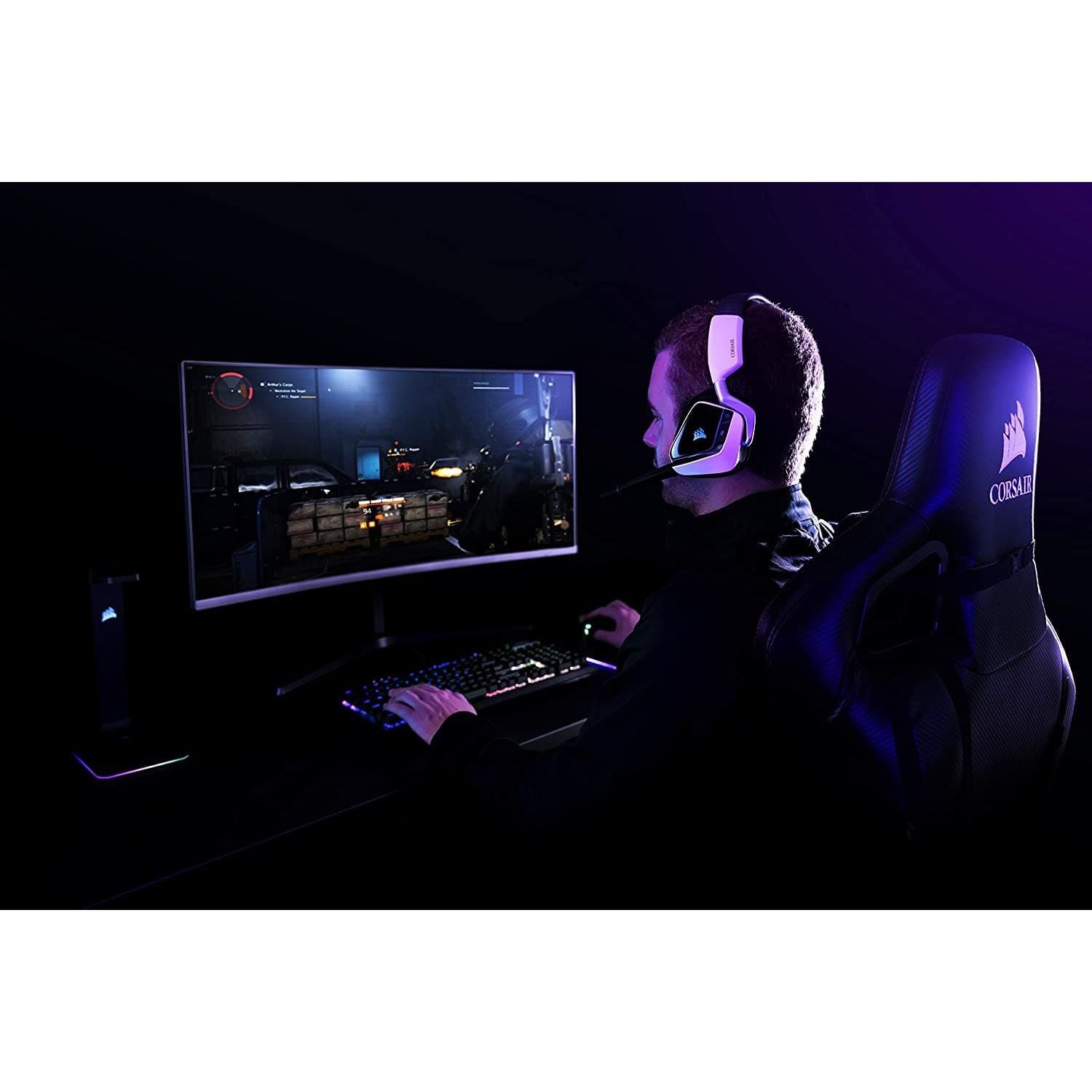 Corsair,Corsair VOID ELITE RGB Gaming Headset (7.1 Surround Sound) - White - Gadcet.com