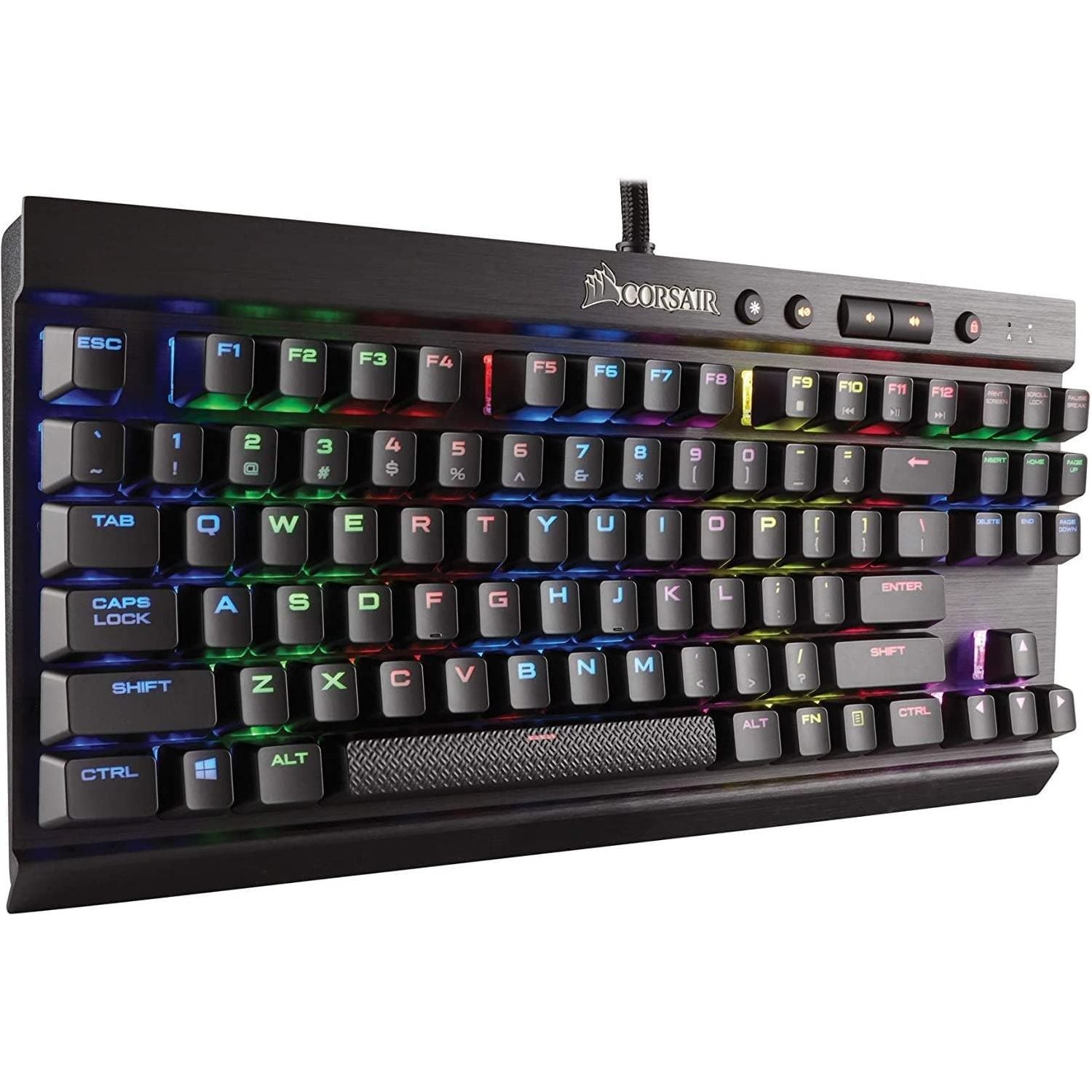 Buy Corsair,Corsair K65 RGB RAPIDFIRE Compact Mechanical Keyboard (CHERRY MX SPEED RGB, Aircraft-Grade Anodised Brushed Aluminium, 10 Keyless Design, Vibrant Multi-Colour LED Backlighting) QWERTY, Black - Gadcet.com | UK | London | Scotland | Wales| Ireland | Near Me | Cheap | Pay In 3 | Keyboards