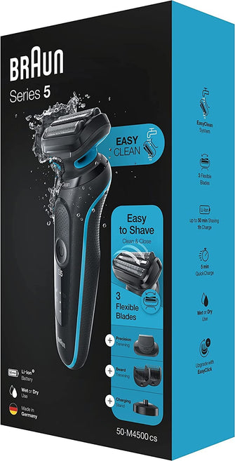 Braun,Braun Series 5 Electric Shaver, With Beard Trimmer, Charging Stand, 2 Pin Bathroom Plug, 50-M4500cs - Gadcet.com