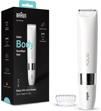 Braun,Braun Body Mini Trimmer, Gentle Body Hair Removal, Precision Trimmer, Wet & Dry, 100% Waterproof, BS1000, White - Gadcet.com