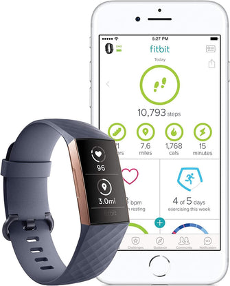 Buy Fitbit,Fitbit Charge 3 Advanced Fitness Tracker with Heart Rate, Swim Tracking & 7 Day Battery - Rose-Gold/Grey, One Size - Gadcet.com | UK | London | Scotland | Wales| Ireland | Near Me | Cheap | Pay In 3 | Watches