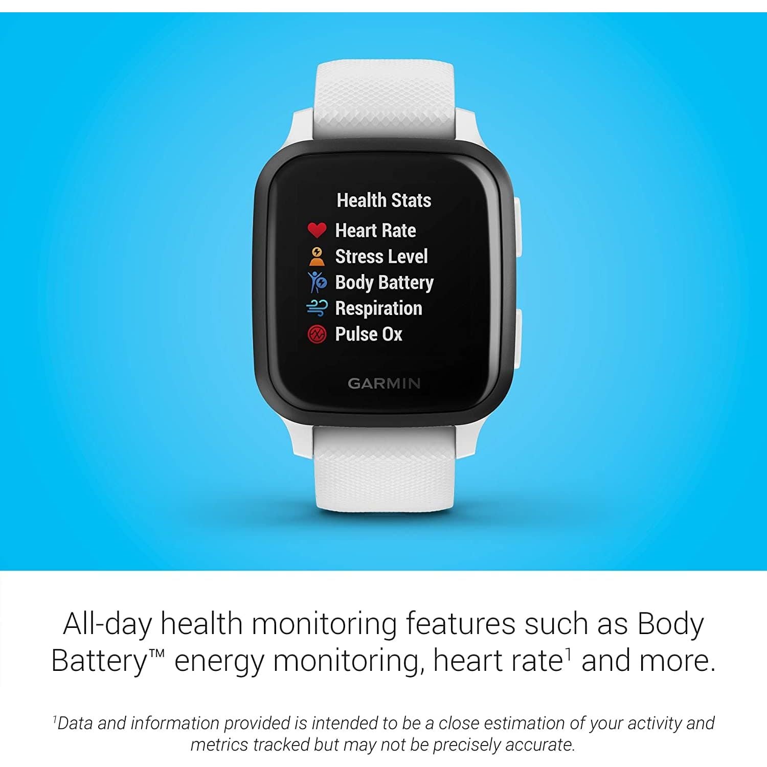 Buy Garmin,Garmin Venu Sq Music Amazon Exclusive GPS Smartwatch with All-day Health Monitoring and Fitness Features, Built-in Sports Apps and More, White with Slate Bezel - Gadcet.com | UK | London | Scotland | Wales| Ireland | Near Me | Cheap | Pay In 3 | Watches