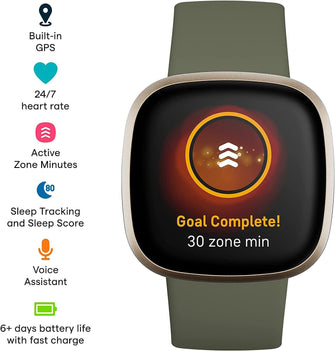 Buy Fitbit,Fitbit Versa 3 - Soft Gold Aluminium/Olive - Gadcet.com | UK | London | Scotland | Wales| Ireland | Near Me | Cheap | Pay In 3 | Watches