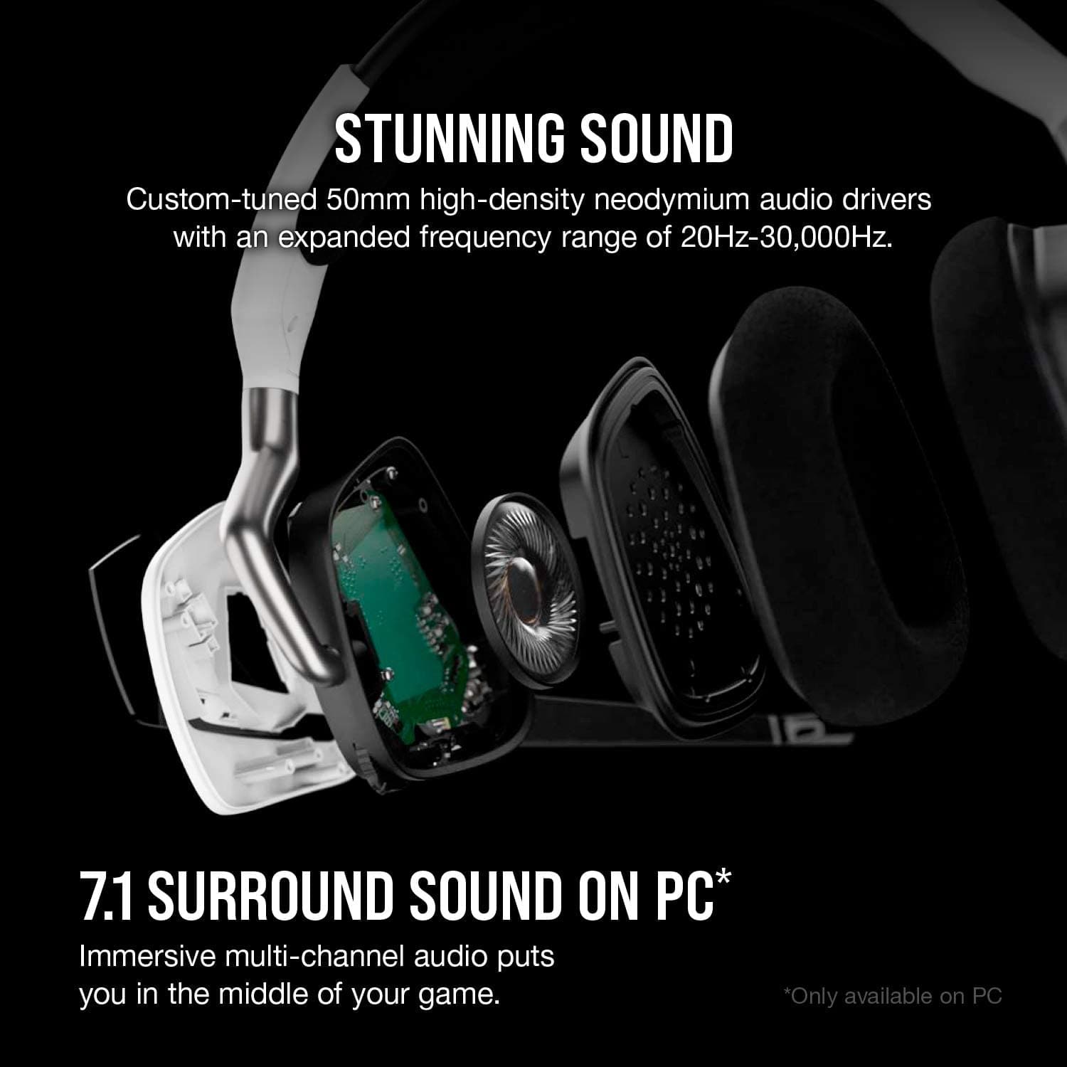 Corsair,Corsair VOID ELITE RGB Gaming Headset (7.1 Surround Sound) - White - Gadcet.com