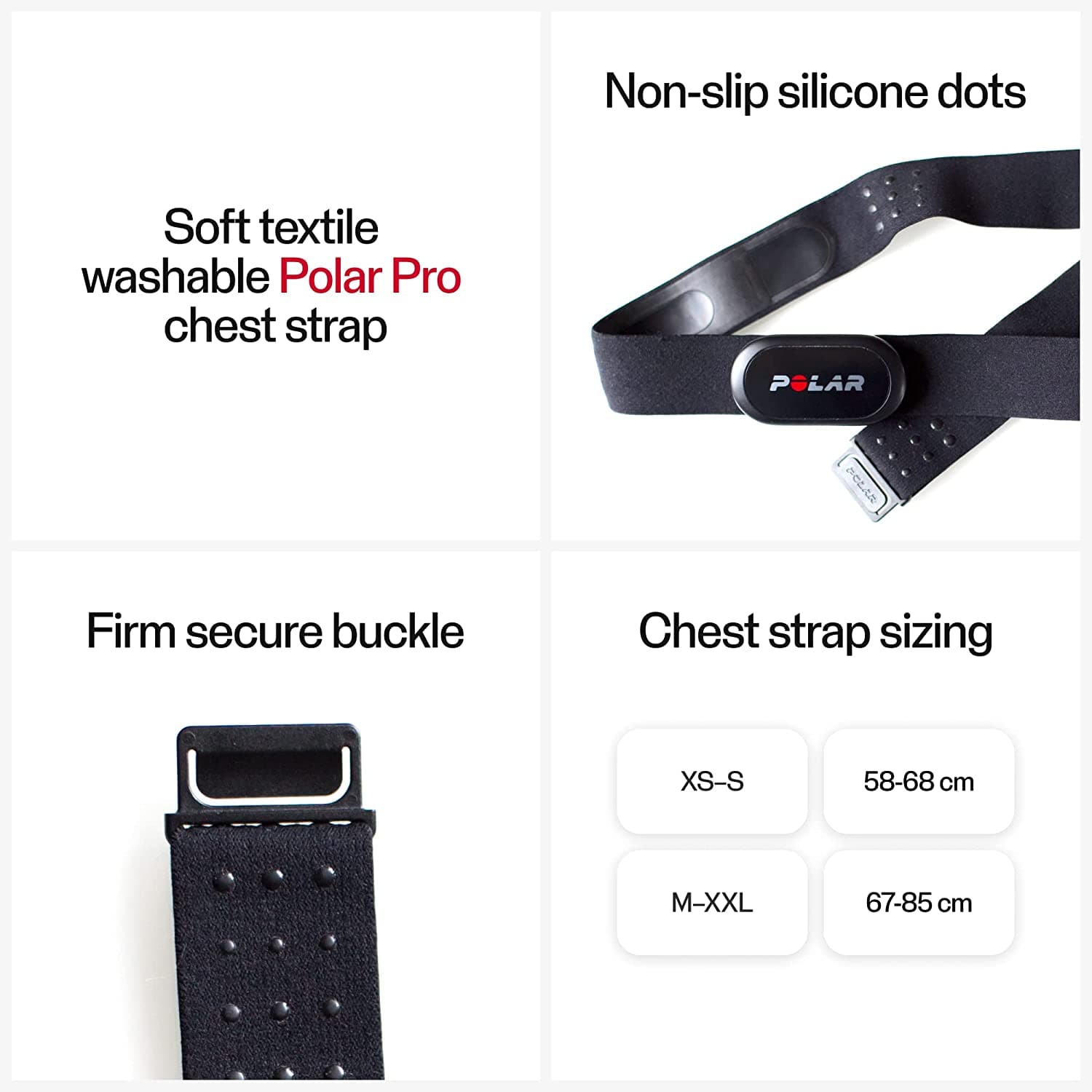 Polar H10 Heart Rate Monitor - ANT + , Bluetooth - Waterproof HR Sensor with Chest Strap - Built-in memory, Software updates - Works with Fitness apps, Cycling computers, Sports and Smart watches