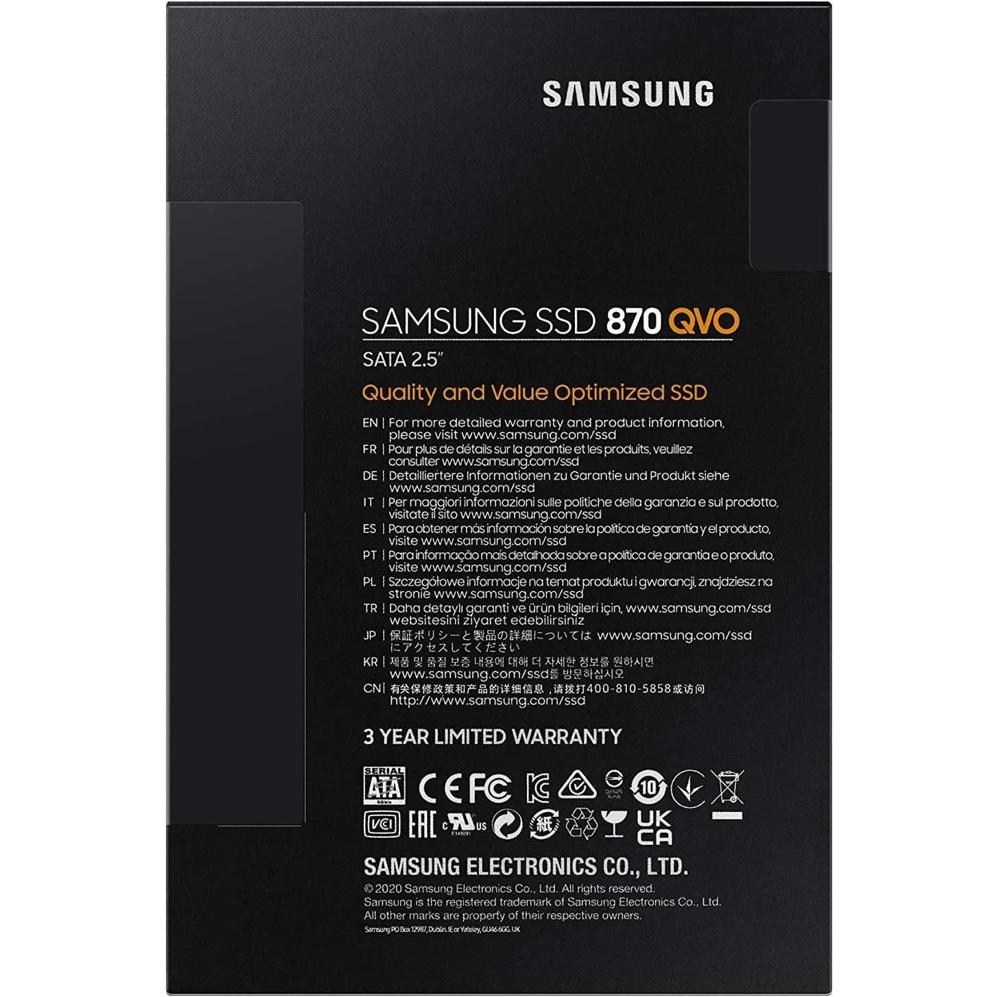 Buy Samsung,Samsung 870 QVO 2 TB SATA 2.5 Inch Internal Solid State Drive (SSD) (MZ-77Q2T0), Black - Gadcet.com | UK | London | Scotland | Wales| Ireland | Near Me | Cheap | Pay In 3 | Hard Drives