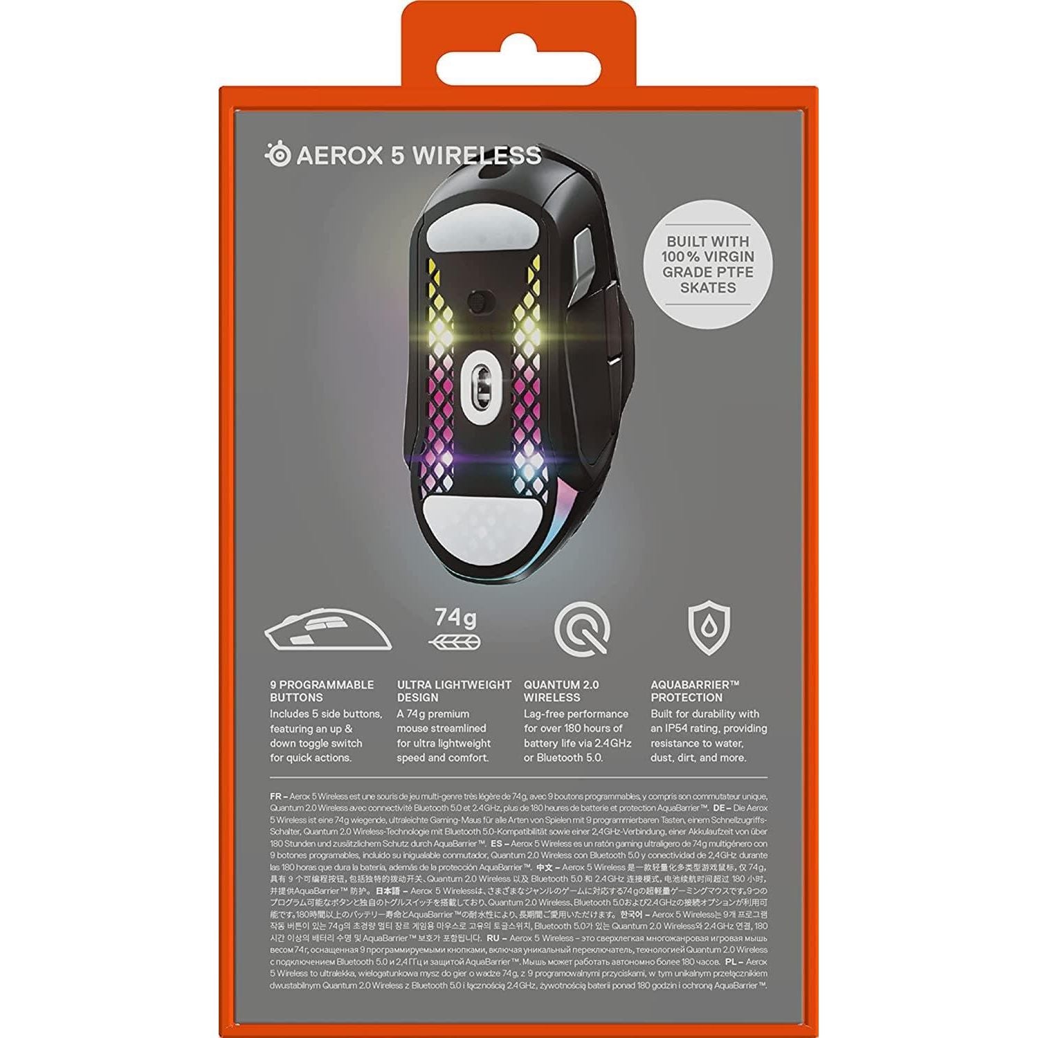 Buy SteelSeries,SteelSeries Aerox 5 Wireless Gaming Mouse – Ultra Lightweight 74g – 9 Buttons – Bluetooth/2.4 GHz – 180 Hr Battery – IP54 Water Resistant – PC/MAC – FPS, MOBA, Battle Royale - Gadcet.com | UK | London | Scotland | Wales| Ireland | Near Me | Cheap | Pay In 3 | Computer Accessories