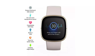 Buy Fitbit,Fitbit Sense Smart Watch - Lunar White - Gadcet.com | UK | London | Scotland | Wales| Ireland | Near Me | Cheap | Pay In 3 | smart watch