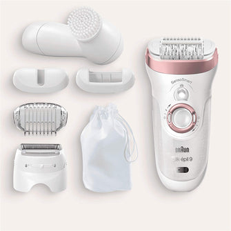 Buy Braun,Braun Silk-épil 9 Epilator Hair Removal, Includes Facial Cleansing Brush High Frequency Massage Cap Shaver and Trimmer Head, Cordless, Wet & Dry, 100% Waterproof, UK 2 Pin Plug, 9-880, White/Pink - Gadcet.com | UK | London | Scotland | Wales| Ireland | Near Me | Cheap | Pay In 3 | Shaver & Trimmer