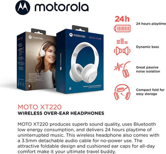 Buy Motorola,Motorola Bluetooth Wireless Headphone-  Moto XT220 Over-Ear Headphones - White - Gadcet.com | UK | London | Scotland | Wales| Ireland | Near Me | Cheap | Pay In 3 | Headphones
