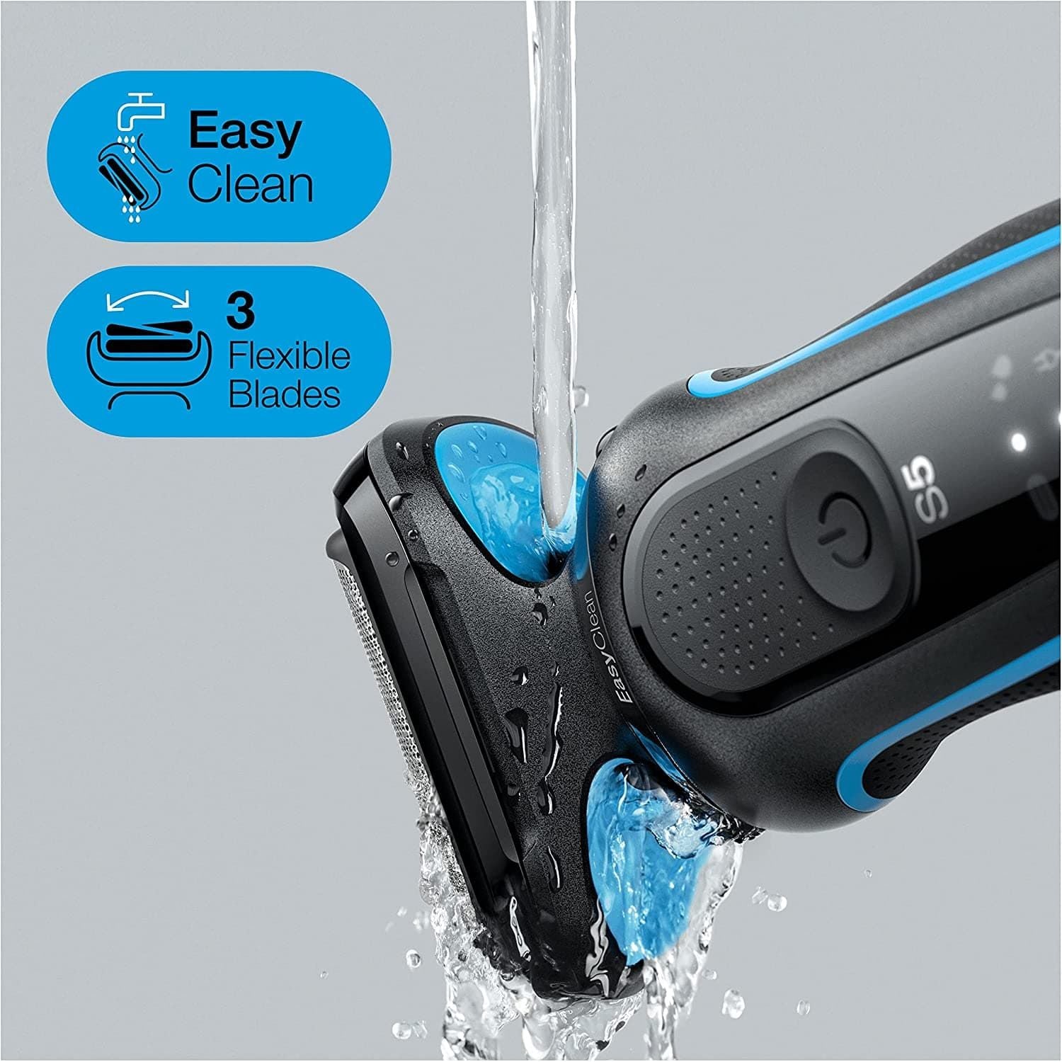Braun Series 5 Electric Shaver, With Precision Trimmer Attachment For Moustache & Sideburns Trimming, 100% Waterproof, 2 Pin Bathroom Plug, 50-B1200s, Blue Razor - Gadcet.com