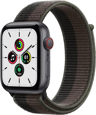Buy Apple,Apple Watch SE GPS + Cellular - Space Grey Aluminium with Tornado & Grey Sports Loop, 44 mm - Unlocked - Gadcet.com | UK | London | Scotland | Wales| Ireland | Near Me | Cheap | Pay In 3 | smartwatch