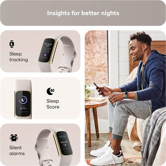 Fitbit Charge 5 Fitness Tracker - Gold / White - Gadcet.com