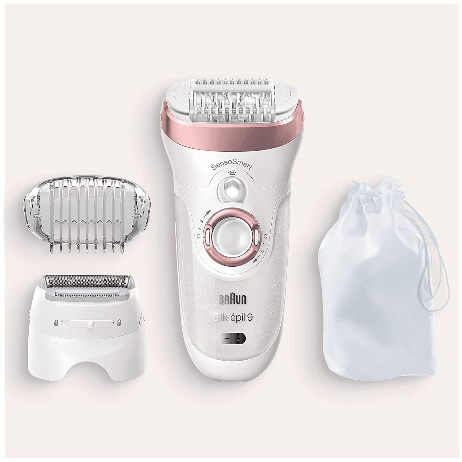 Braun Silk-épil 9 Epilator, With Shaver & Trimmer Head, Shave, Trim & Epilate For Long-Lasting Smooth Skin, Provides Smooth Skin For Weeks, 100% Waterproof, 2 Pin Bathroom Plug, 9-720, White/Pink - Gadcet.com