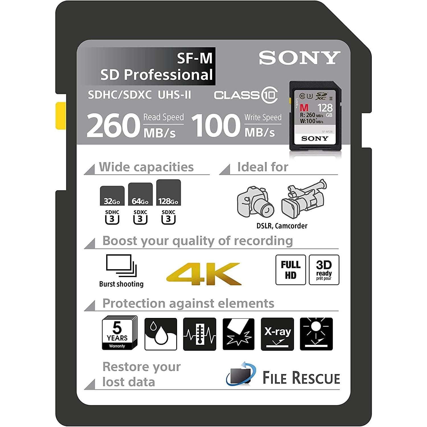 Buy Sony,Sony 64GB SDXC Secure Digital Flash Memory Card - EXTRA PROfessional Series Class 10 UHS-II/U3 (Read 260MB/s Write 100MB/s) - SF64M, SF-M64/T - Gadcet.com | UK | London | Scotland | Wales| Ireland | Near Me | Cheap | Pay In 3 | Hardware