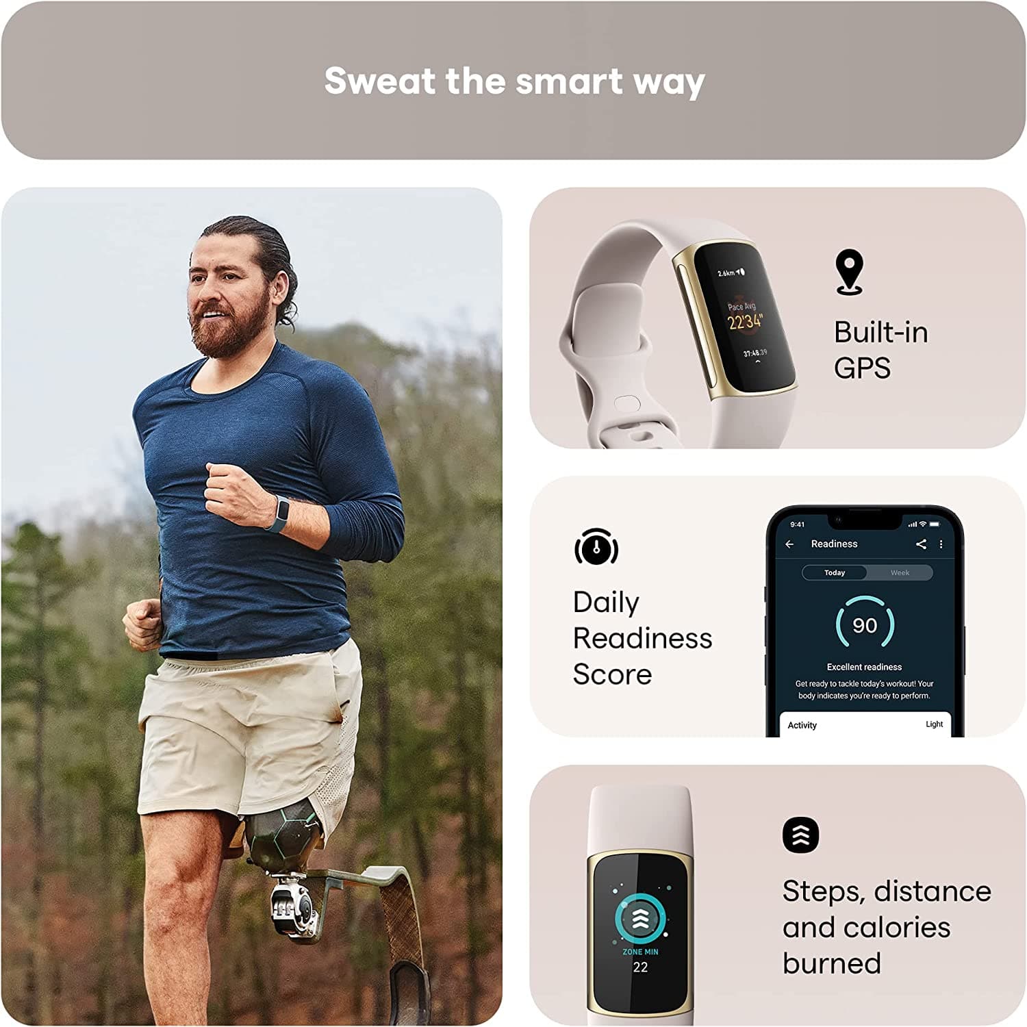 Fitbit Charge 5 Fitness Tracker - Gold / White - Gadcet.com
