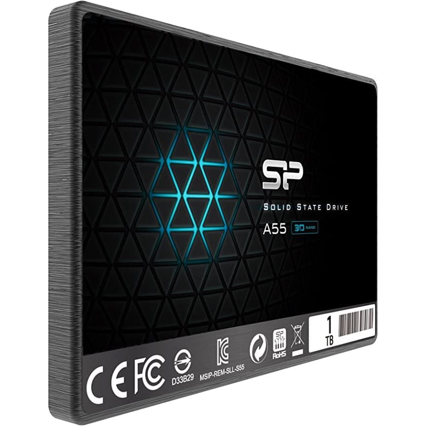 Silicon Power-1TB SSD 3D NAND A55 SLC Cache Performance Boost SATA III 2.5" 7mm (0.28") Internal Solid State Drive