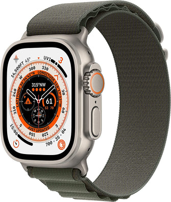 Apple,Apple Watch Ultra (GPS + Cellular), 49mm Titanium Case with Green Alpine Loop - Gadcet.com