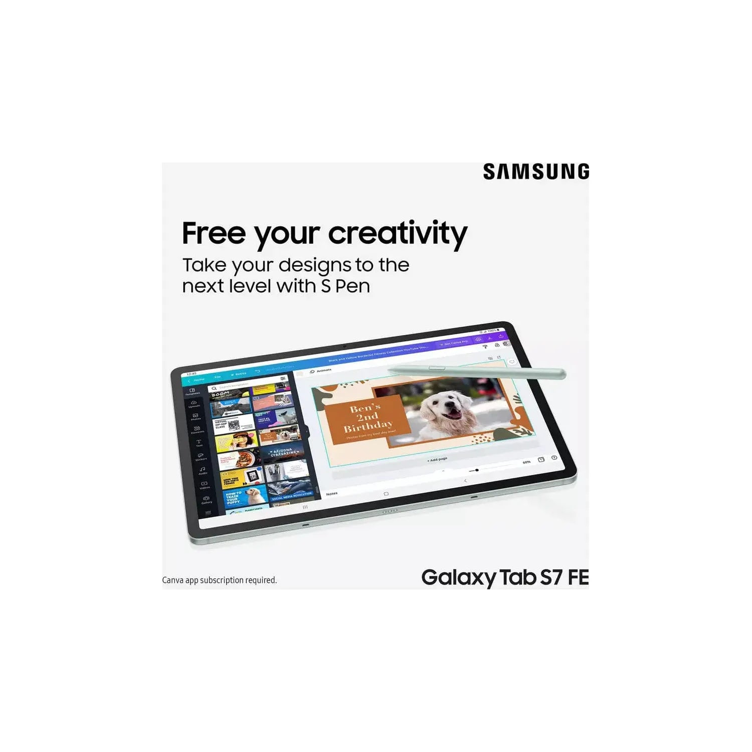 Samsung,Samsung Galaxy Tab S7 FE 12.4 Inch 64GB Wi-Fi Tablet - Mystic Black - Gadcet.com