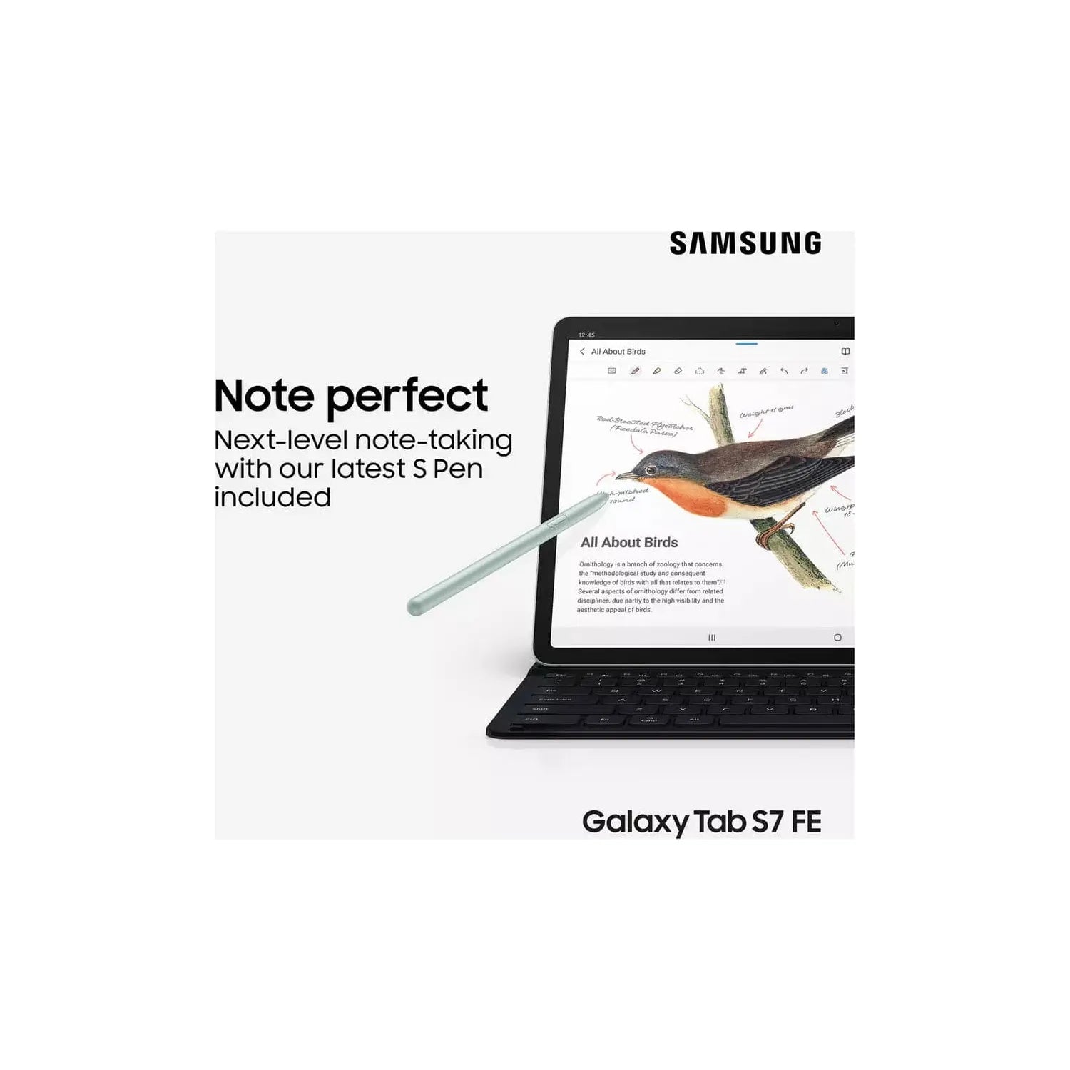 Samsung,Samsung Galaxy Tab S7 FE 12.4 Inch 64GB Wi-Fi Tablet - Mystic Black - Gadcet.com