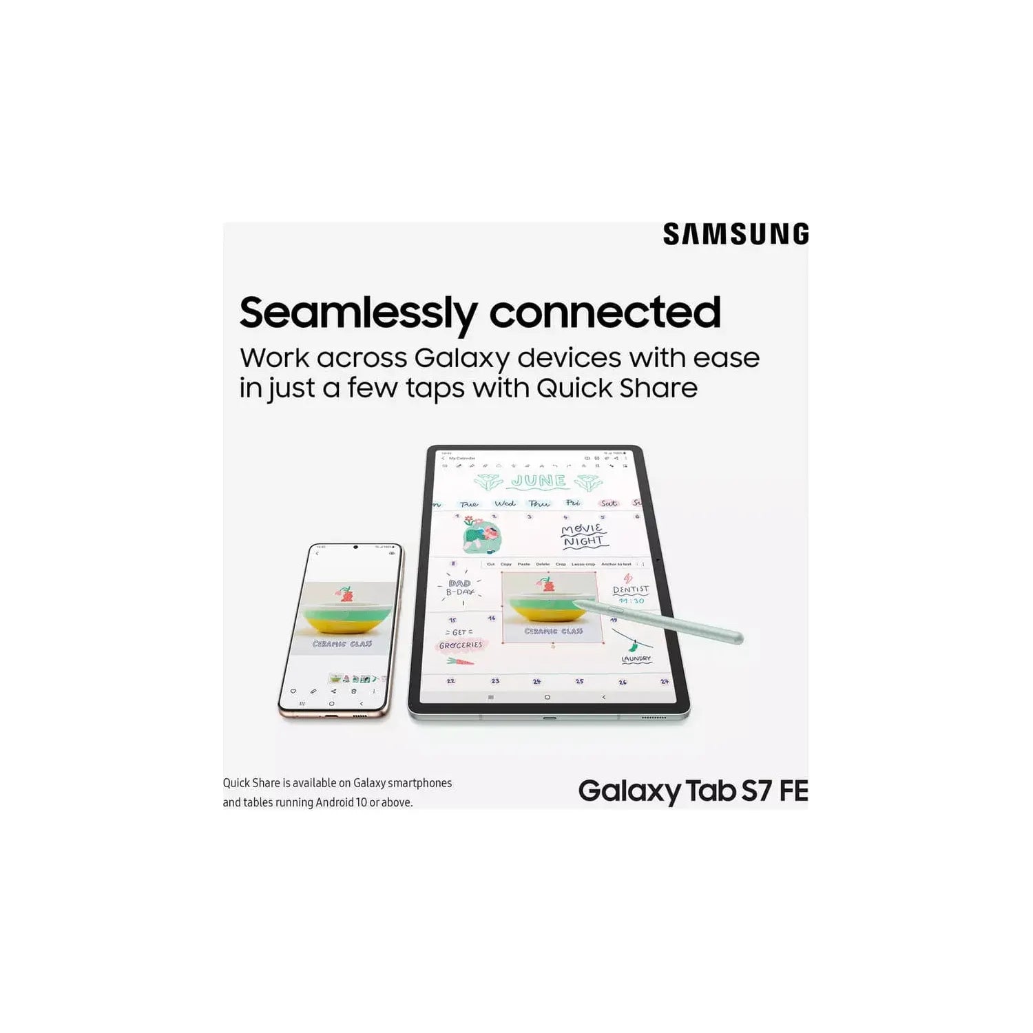 Samsung,Samsung Galaxy Tab S7 FE 12.4 Inch 64GB Wi-Fi Tablet - Mystic Black - Gadcet.com