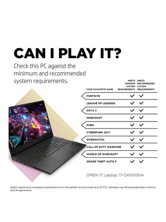 Buy HP,HP Omen 17-ck0013na Gaming Laptop - 17.3in QHD, GeForce RTX 3070, Intel Core i7, 16GB RAM, 1TB SSD storage - Gadcet.com | UK | London | Scotland | Wales| Ireland | Near Me | Cheap | Pay In 3 | Laptops